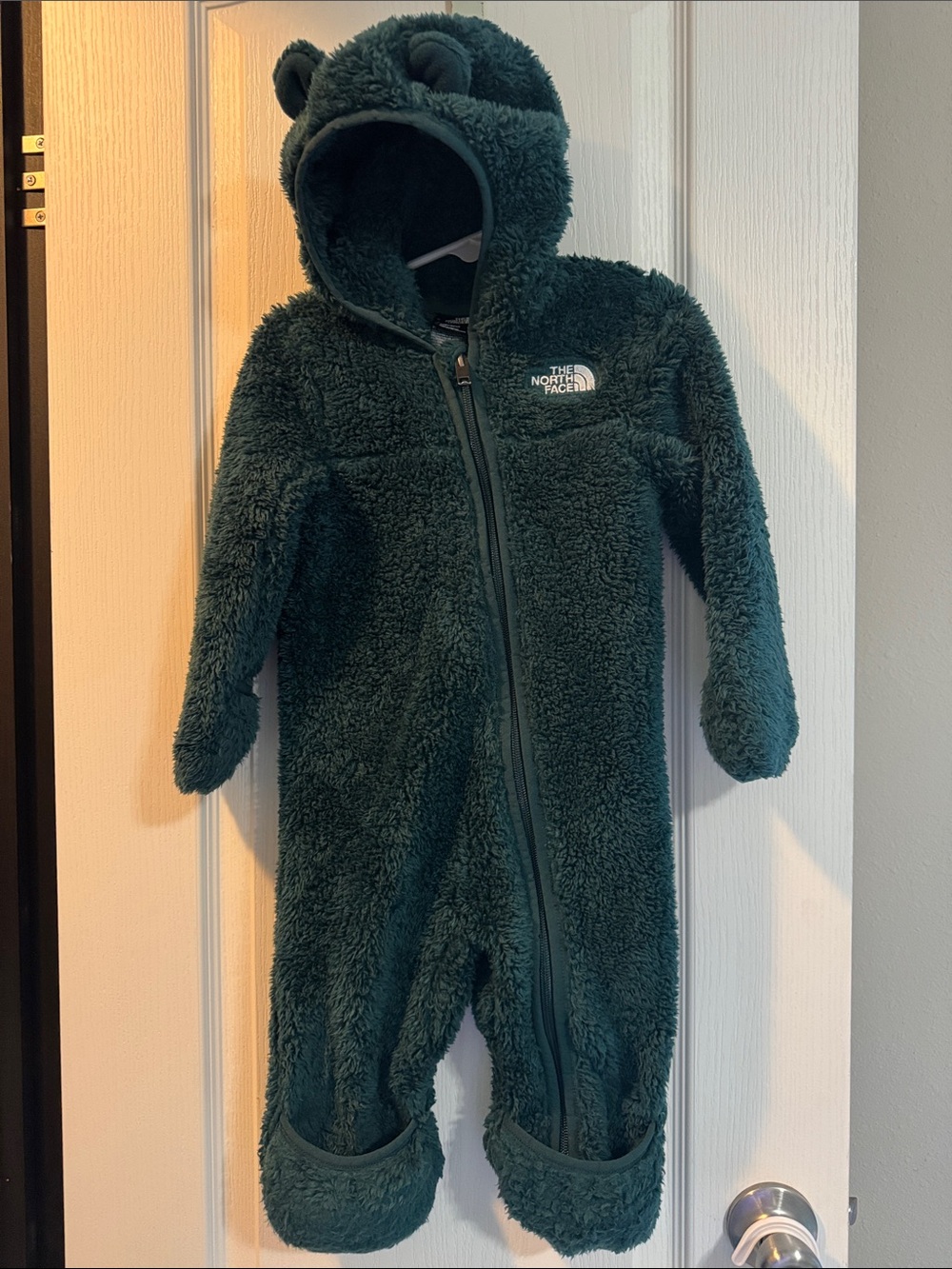 The North Face Baby Bear Fleece Bunting 6-12M Green Hooded One Piece